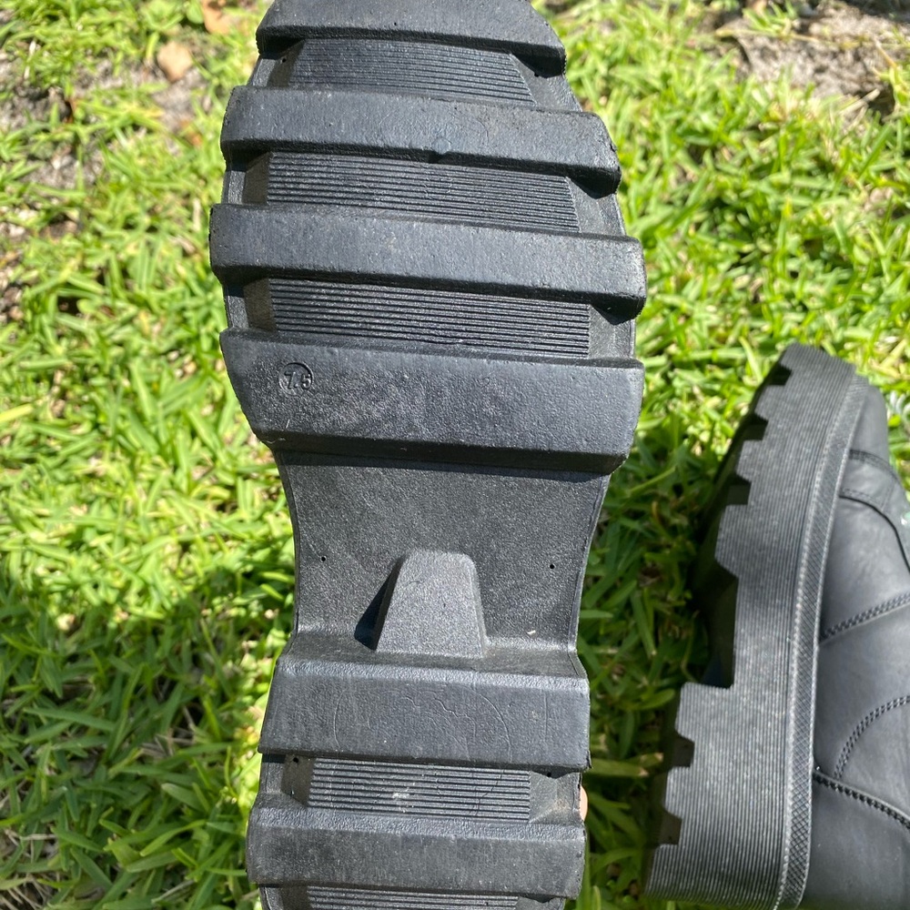 Black Platform Boots with Turquoise Multi-Color Laces - Picture 7 of 7